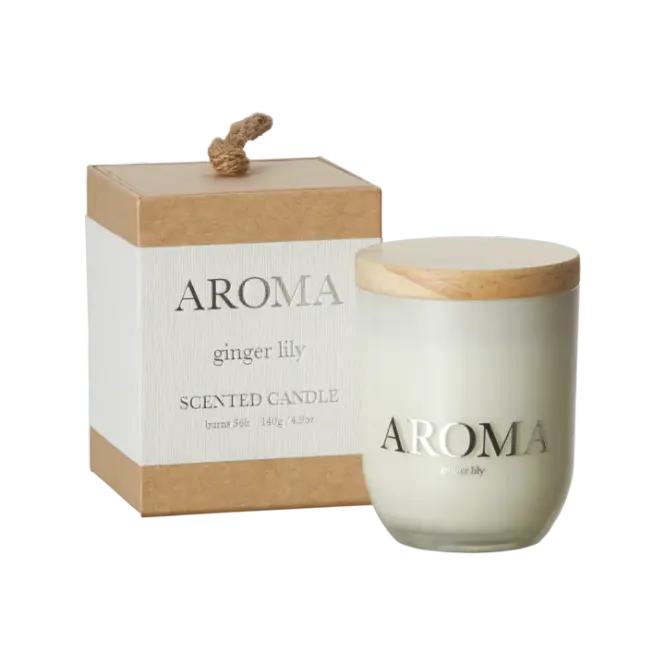 Hovedbilde AROMA Doftljus S Ginger & lily, Brun/vit