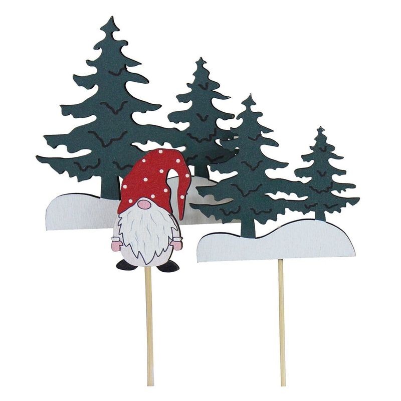 Gran Med Tomte 3 ass (48) - White / Green 5x9cm